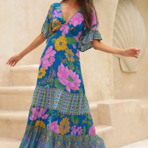 NINE LIVES BAZAAR Lucia Maxi Dress - Sapphire