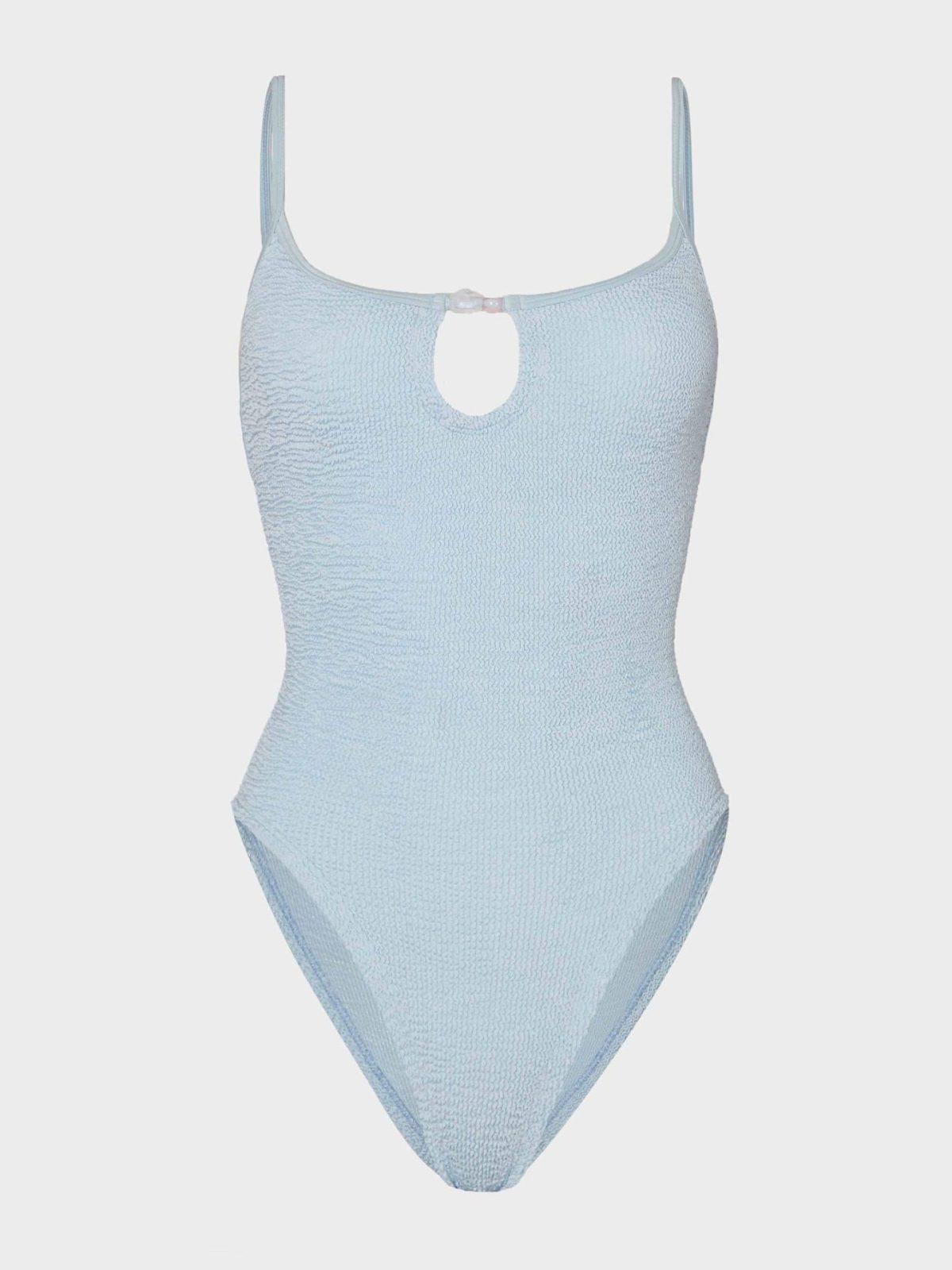HUNZA G Mia Beaded Swim Metallic Ice Blue