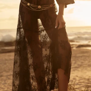 SABBI LACE MAXI skirt  BLACK