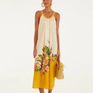 FARM RIO light blush hilo stripes maxi dress