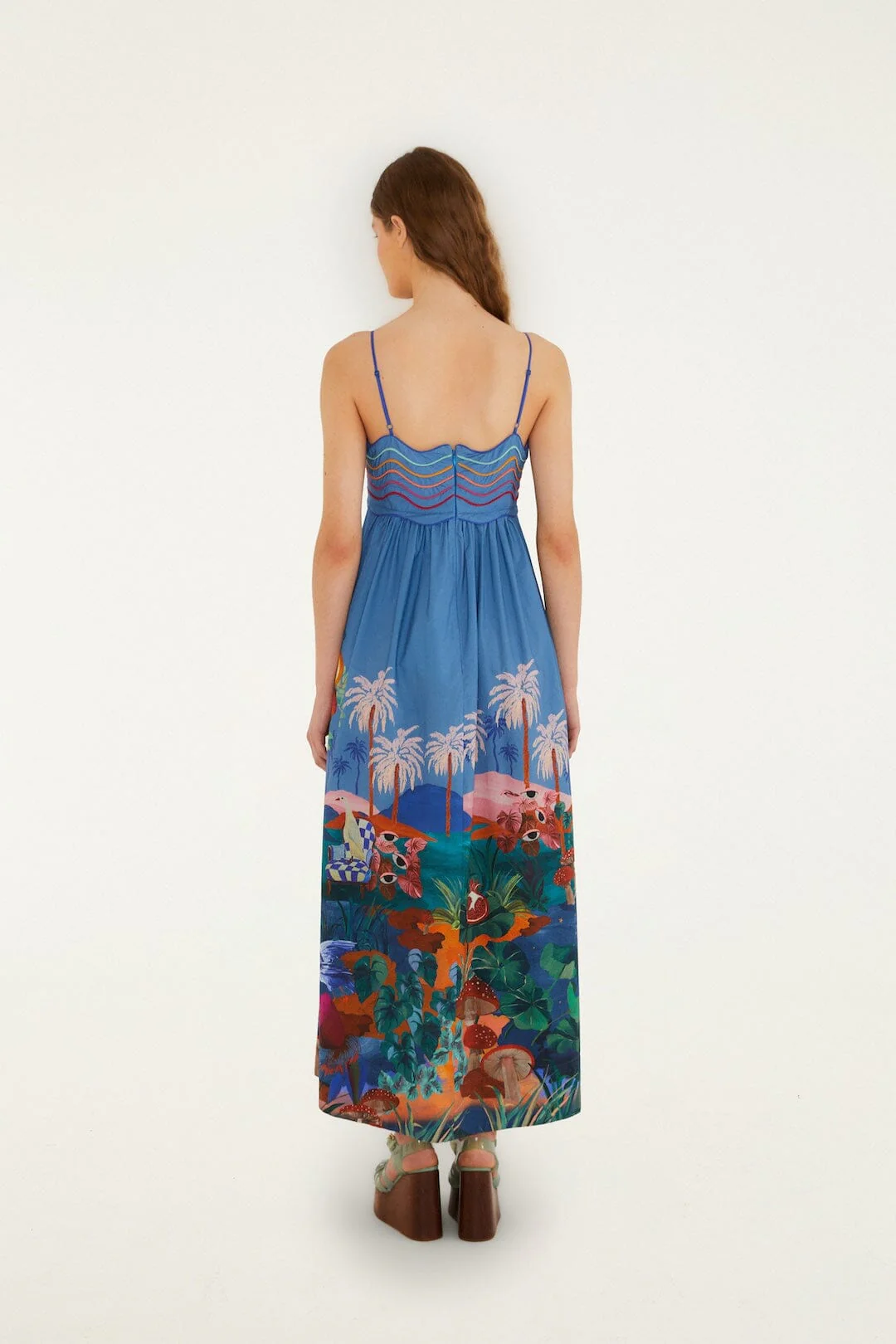 FARM RIO multicolor dream landscape organic cotton sleeveless maxi dress - Image 2