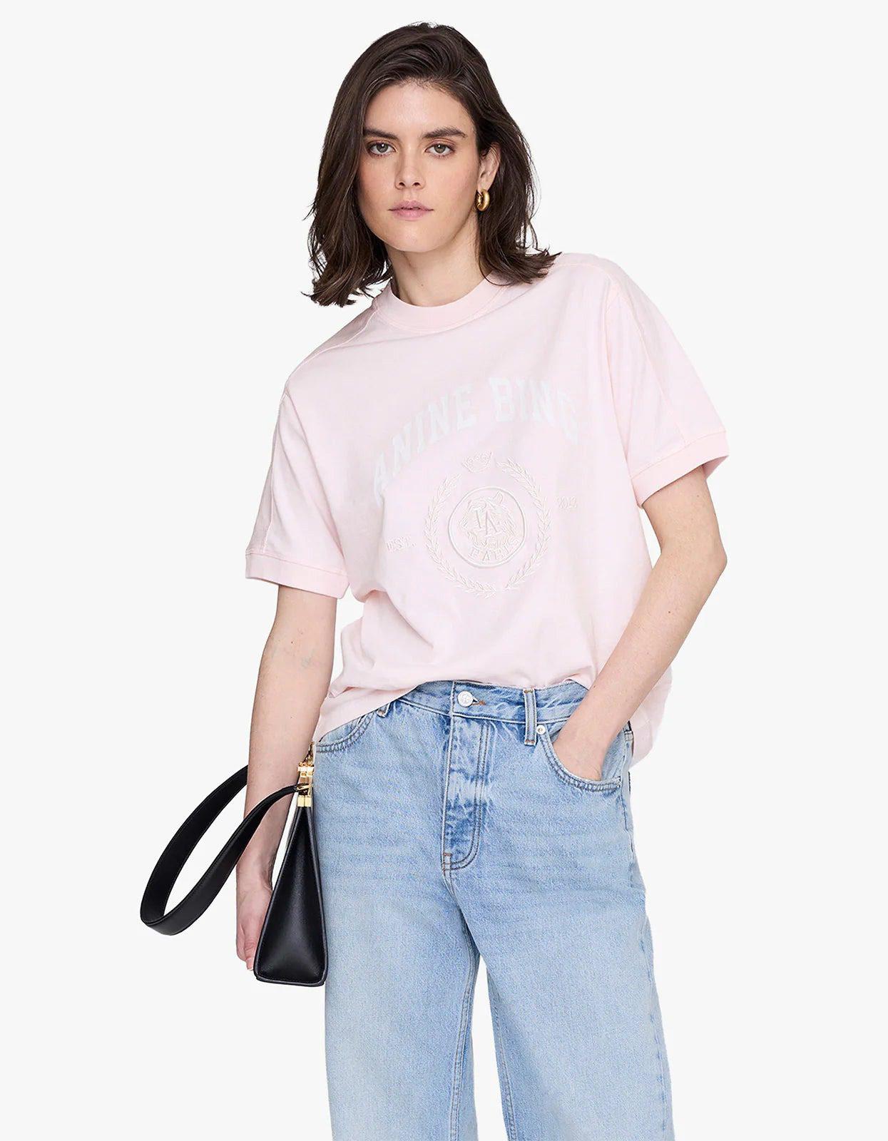ANINE BING Jaylin Collegiate Tee in Powder Pink - Image 2