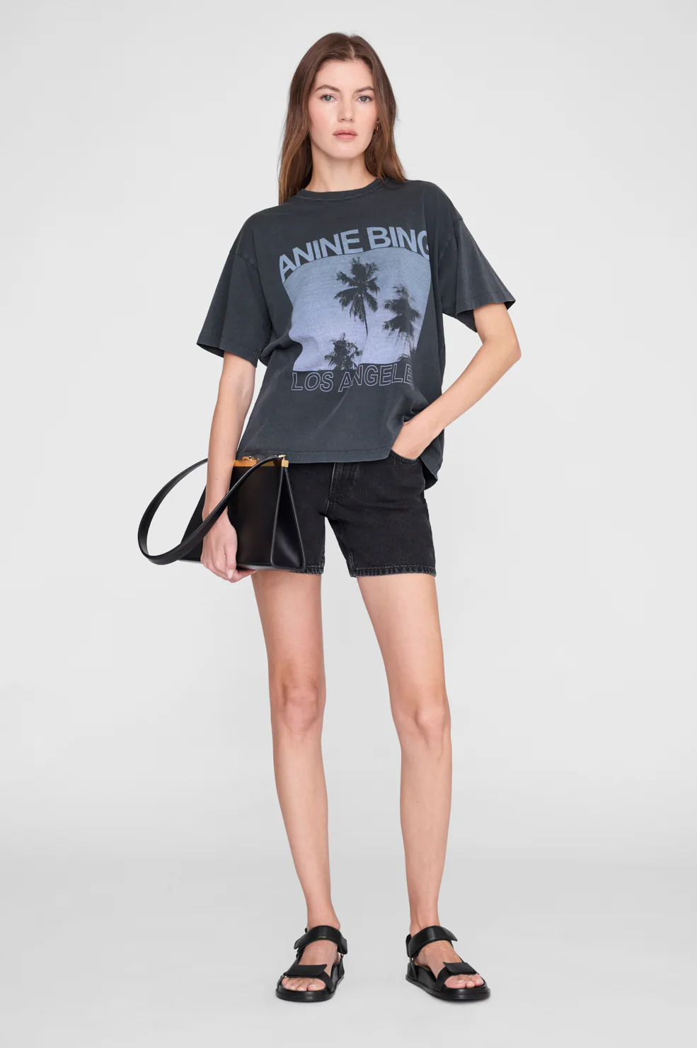 ANINE BING Cade Tee Palms washed grey - Image 2