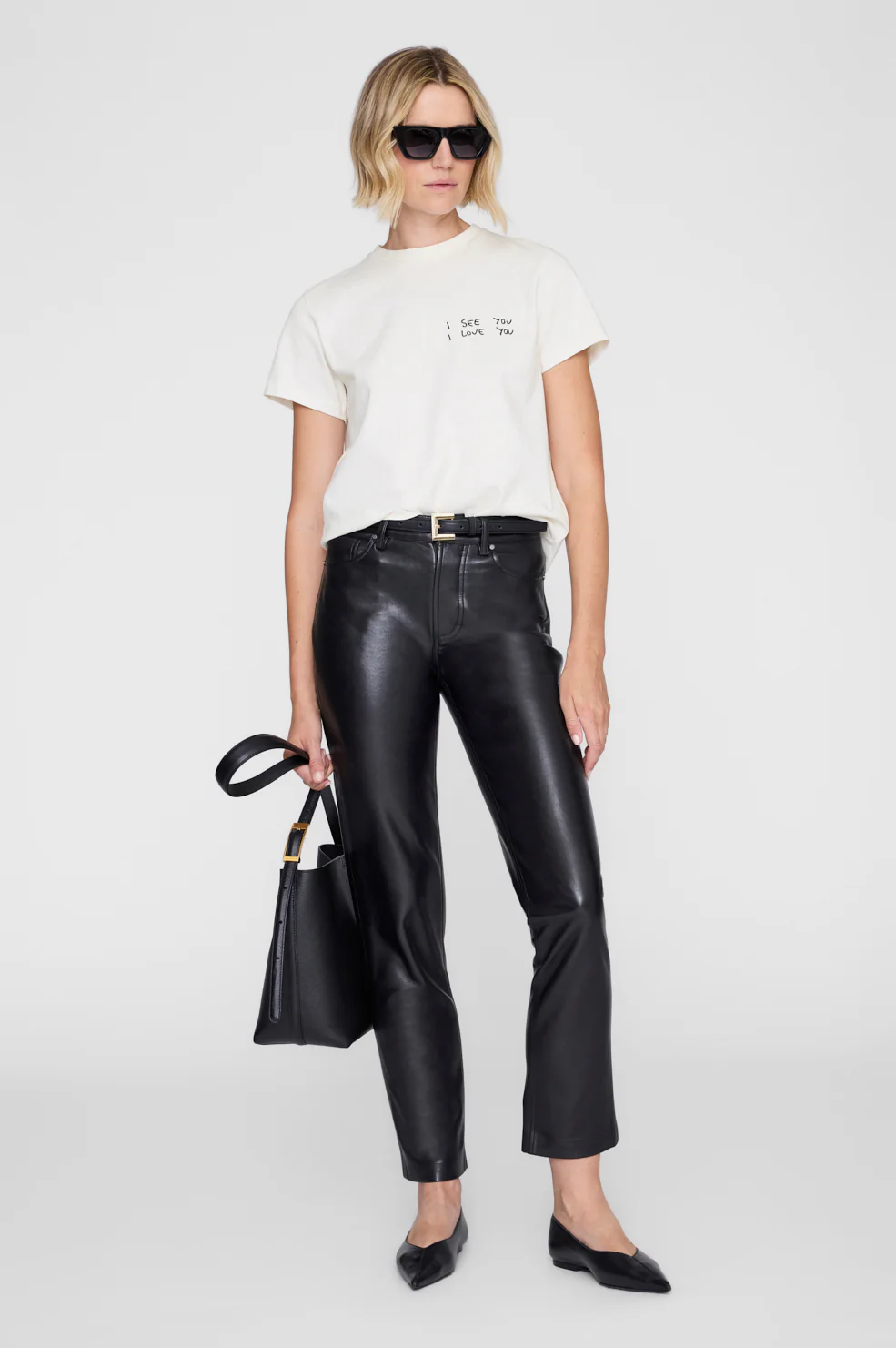 ANINE BING Shelley Tee I See You I Love You washed cream - Image 2