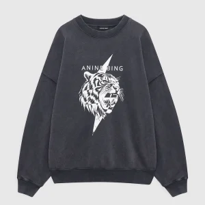ANINE BING Miles Sweatshirt Tiger Vintage Black