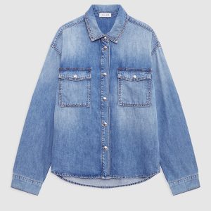 ANINE BING Paxton Shirt Tidal Blue