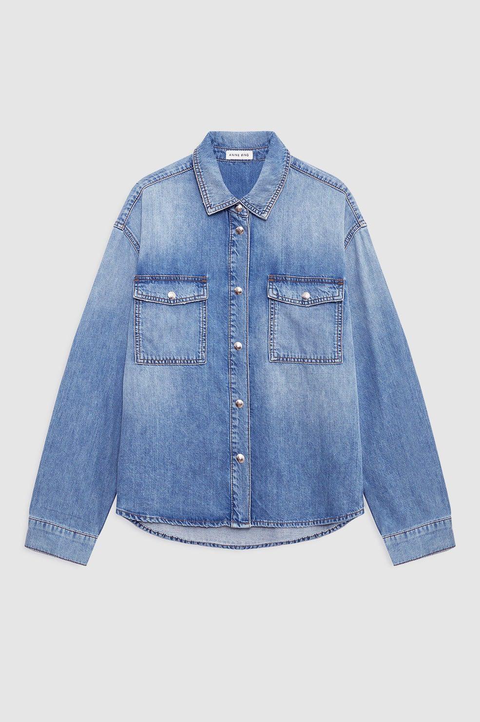 ANINE BING Paxton Shirt Tidal Blue