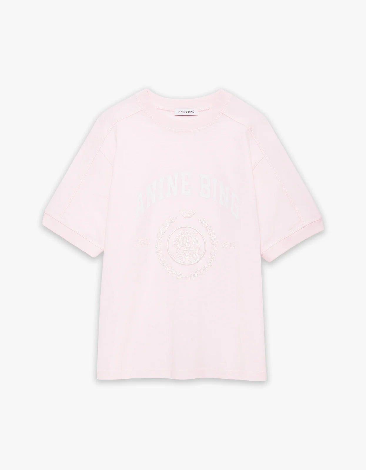 ANINE BING Jaylin Collegiate Tee in Powder Pink