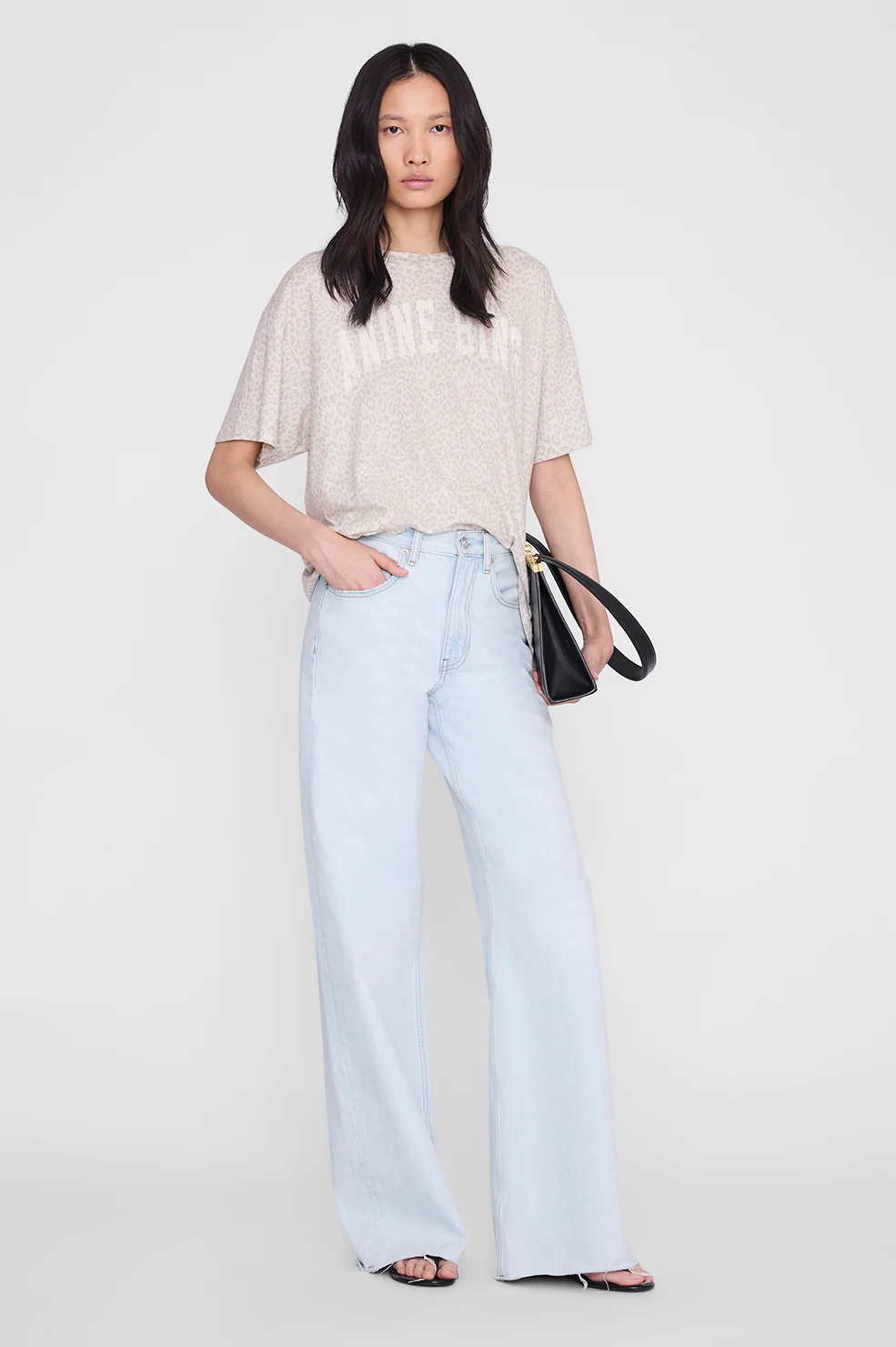 Anine Bing Cade Tee Anine Bing in Washed White Leopard - Image 2