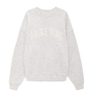 Anine Bing Miles Sweatshirt Anine Bing in Washed White Leopard