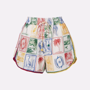 Farm Rio Brasil Vintage printed linen-blend shorts
