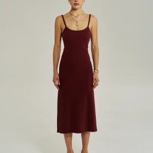SUMMI SUMMI A LINE MIDI DRESS - SYRAH