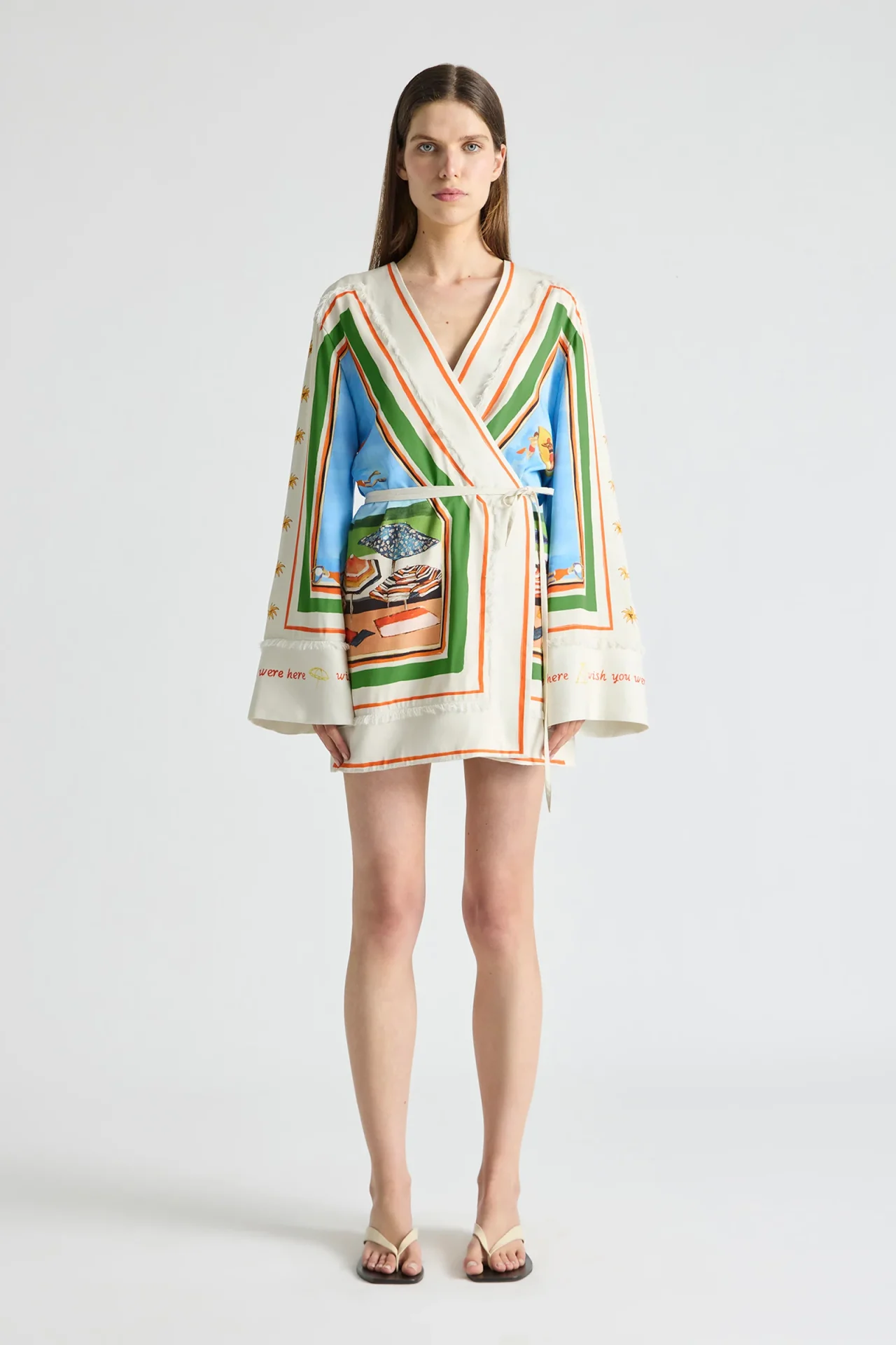 ANTIPODEAN RIPPLE EFFECT RELAXED MINI ROBE DRESS EMERALD COAST - Image 6