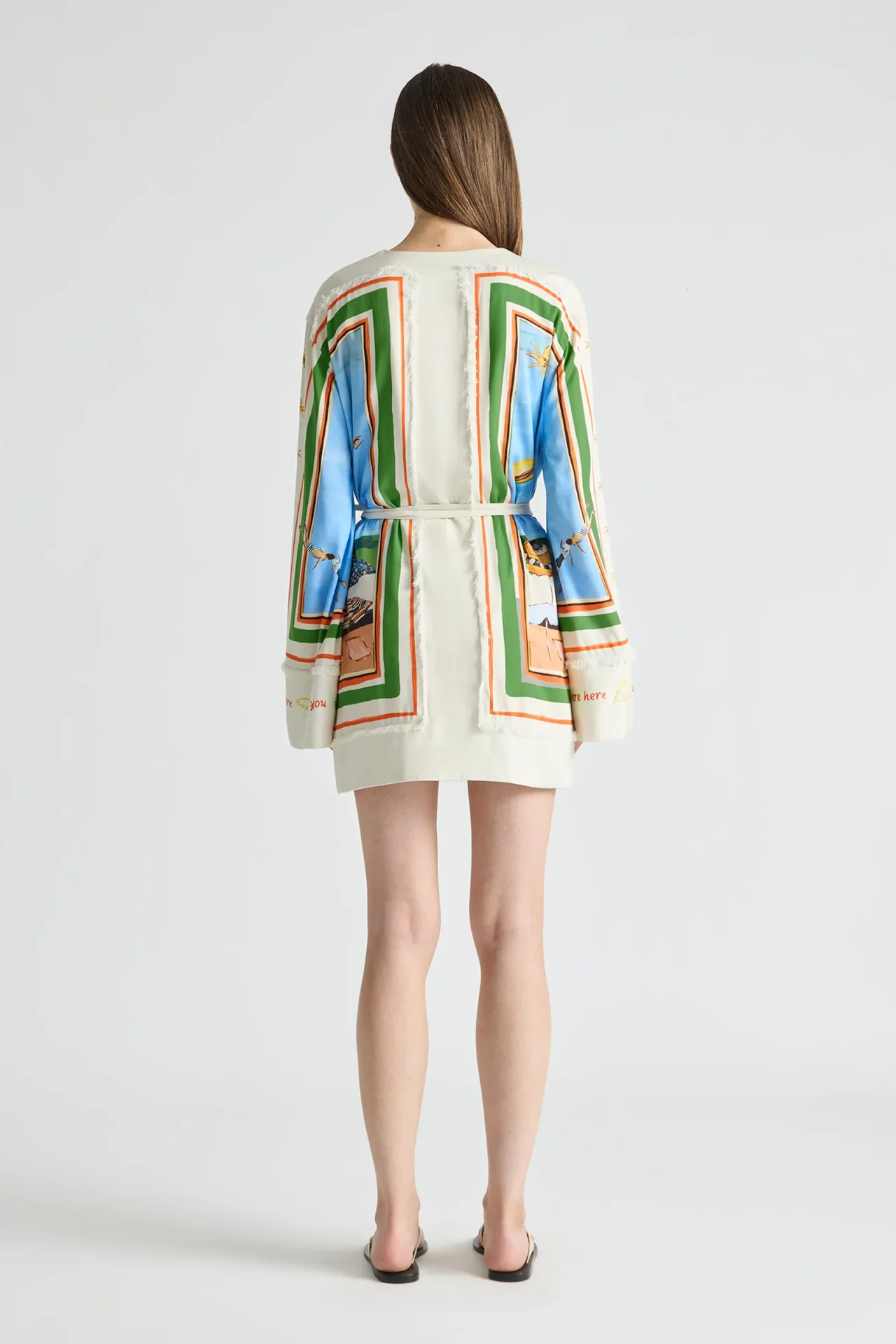 ANTIPODEAN RIPPLE EFFECT RELAXED MINI ROBE DRESS EMERALD COAST - Image 5