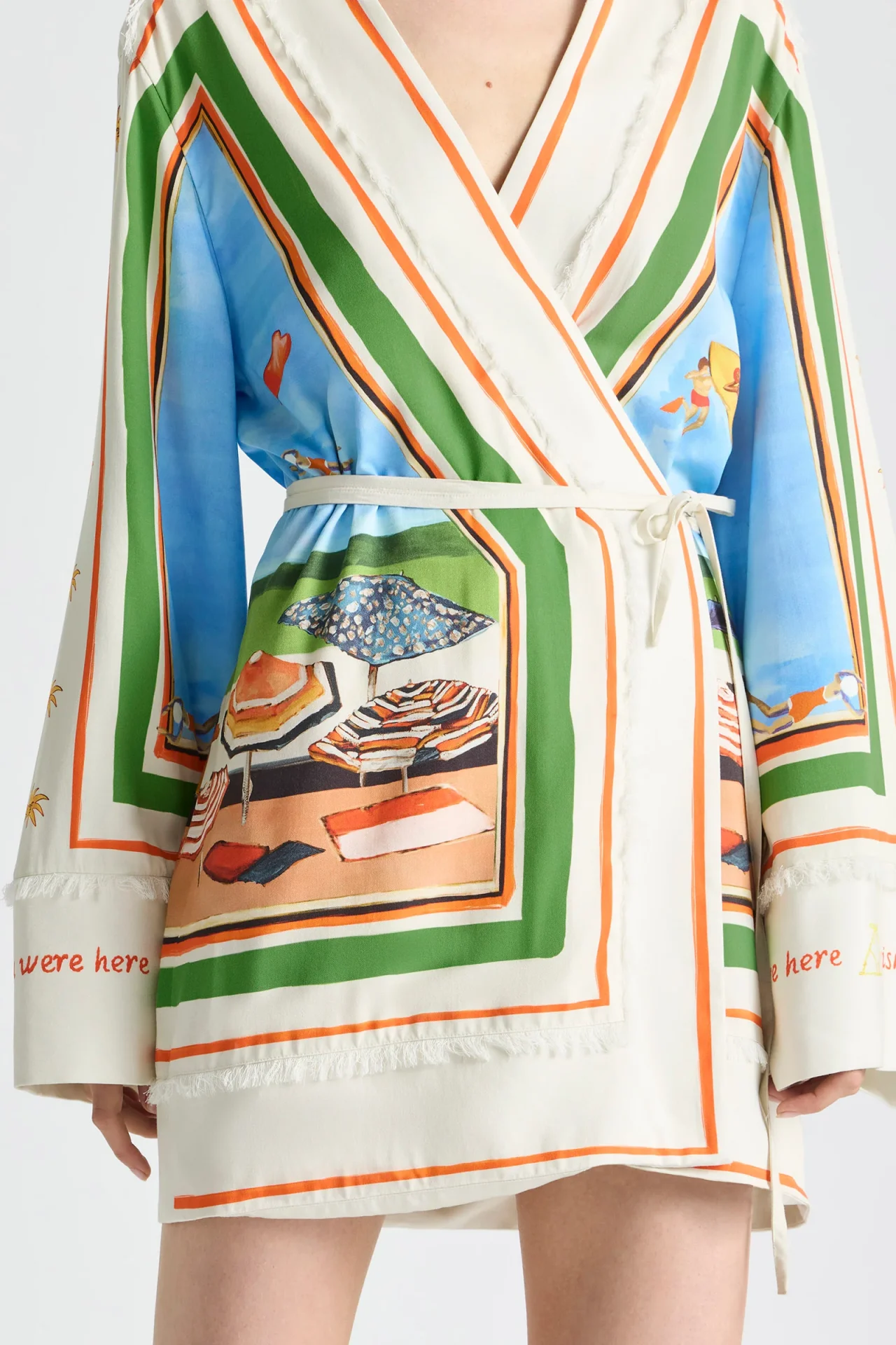 ANTIPODEAN RIPPLE EFFECT RELAXED MINI ROBE DRESS EMERALD COAST - Image 4