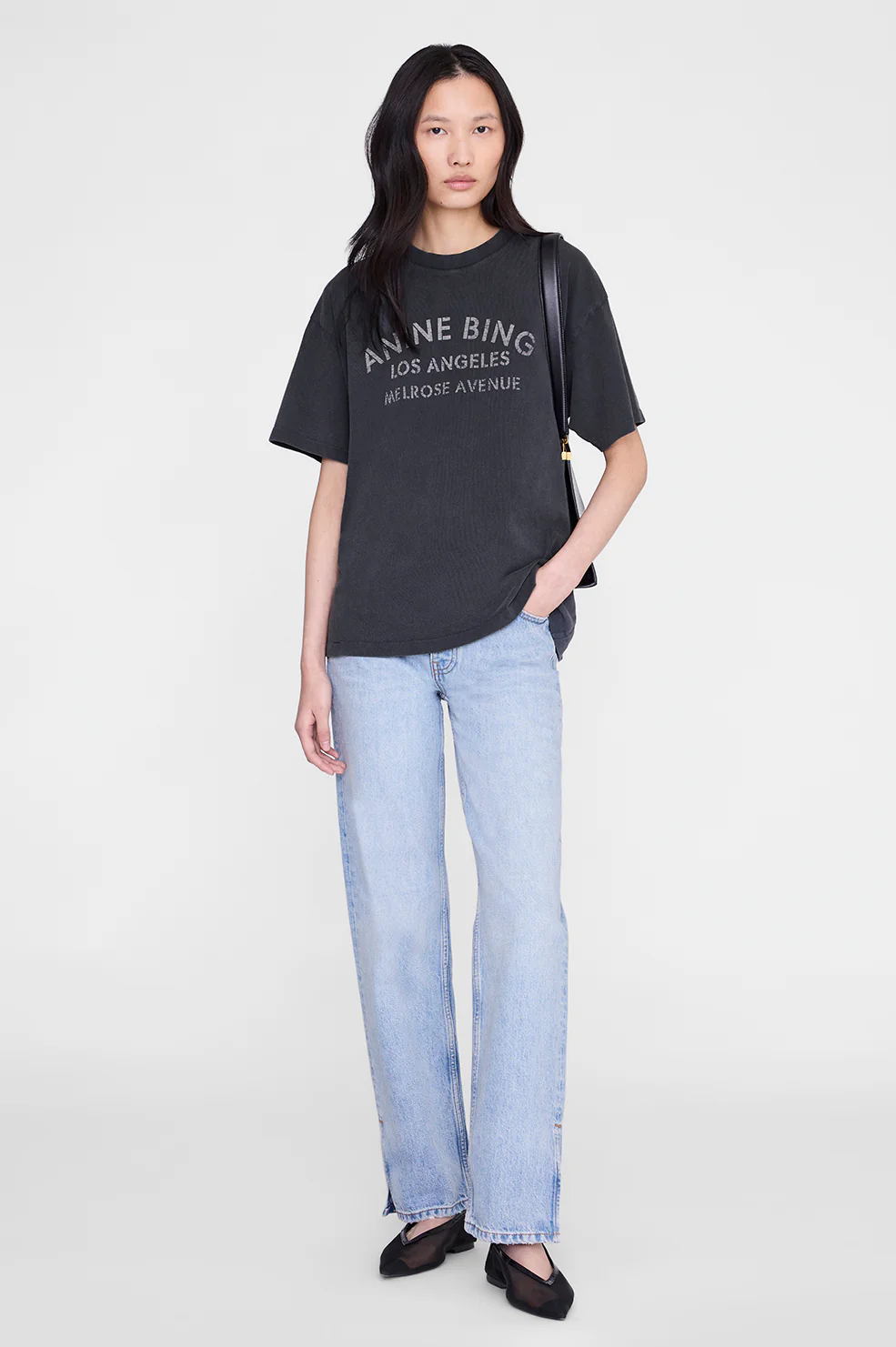 ANINE BING Cade Tee Melrose Stencil washed black - Image 2