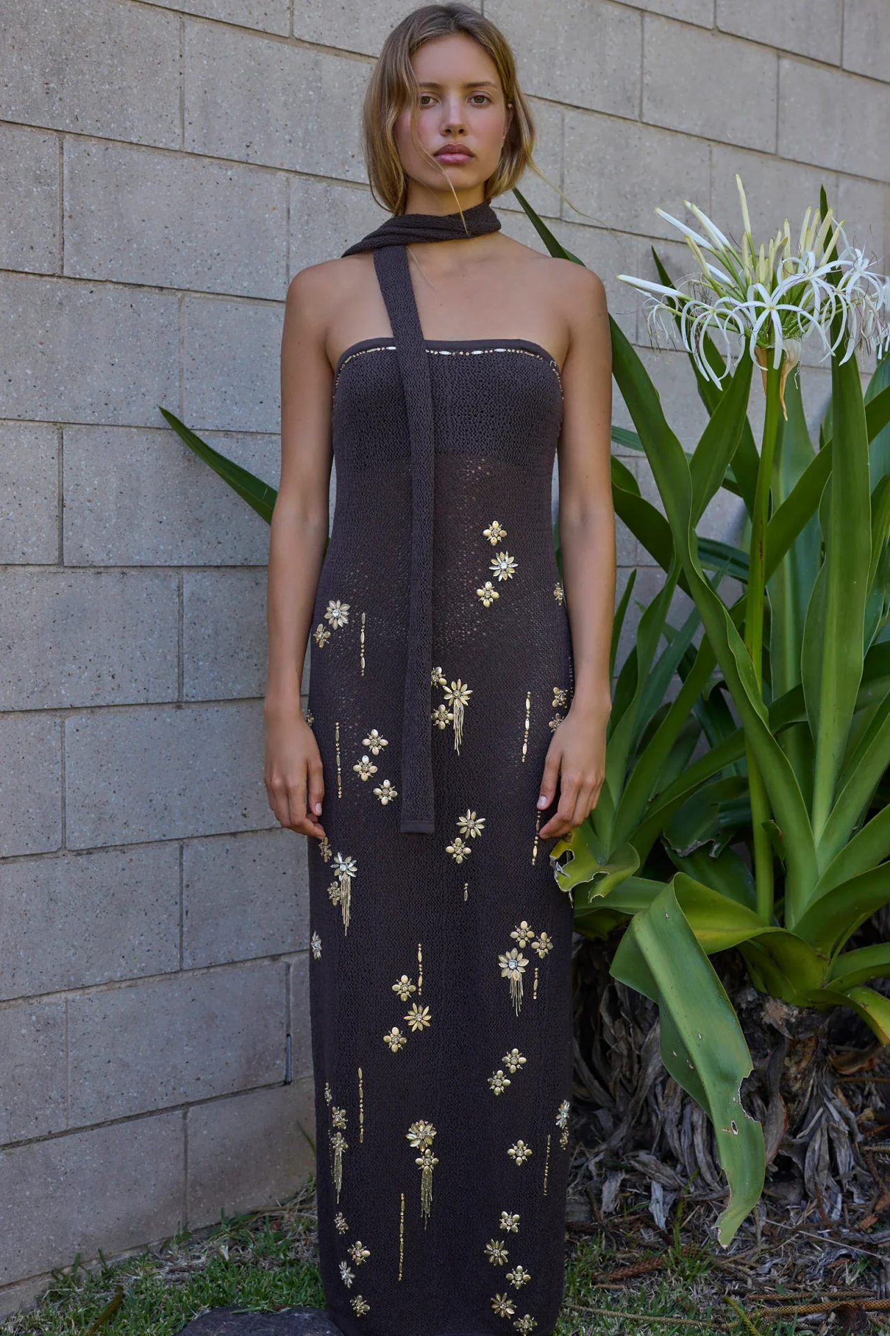 ANTIPODEAN IN BLOOM STRAPLESS GOWN CHOCOLATE FONDANT - Image 4