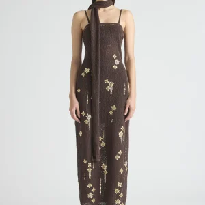 ANTIPODEAN IN BLOOM STRAPLESS GOWN CHOCOLATE FONDANT