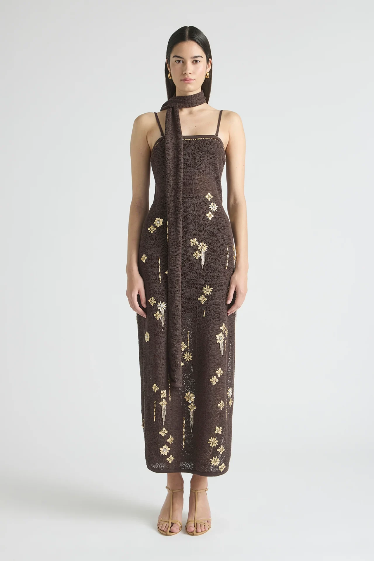 ANTIPODEAN IN BLOOM STRAPLESS GOWN CHOCOLATE FONDANT