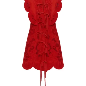 ANTIPODEAN INTERLUDE SCALLOP TIE MINI DRESS SALSA