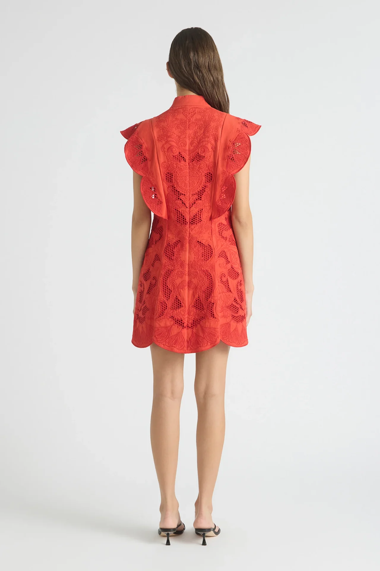 ANTIPODEAN INTERLUDE SCALLOP TIE MINI DRESS SALSA - Image 3