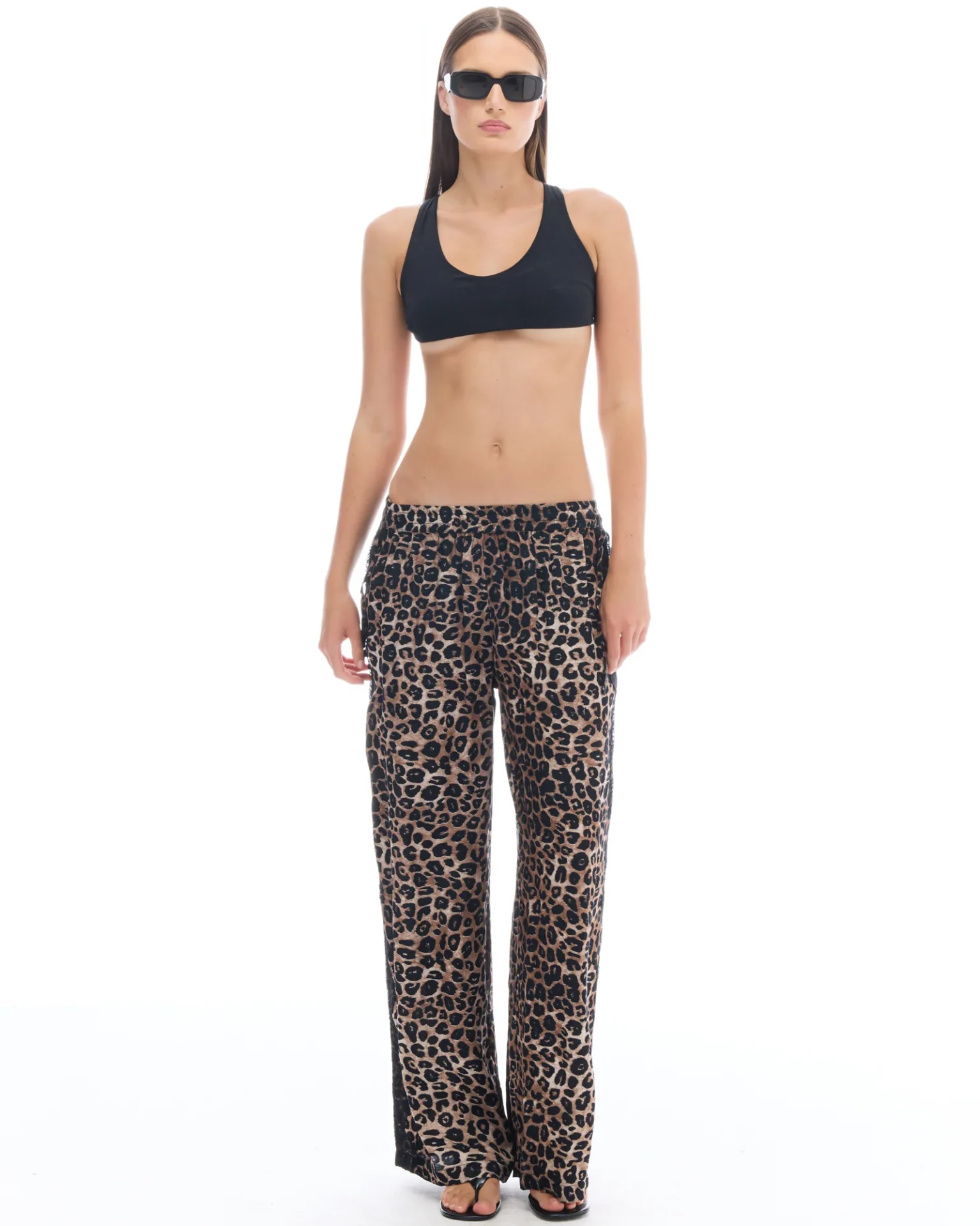 THE TALES Animal Tuxedo Lace Wide Leg Pants