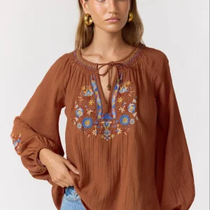 NINE LIVES BAZAAR Lane Blouse - Espresso