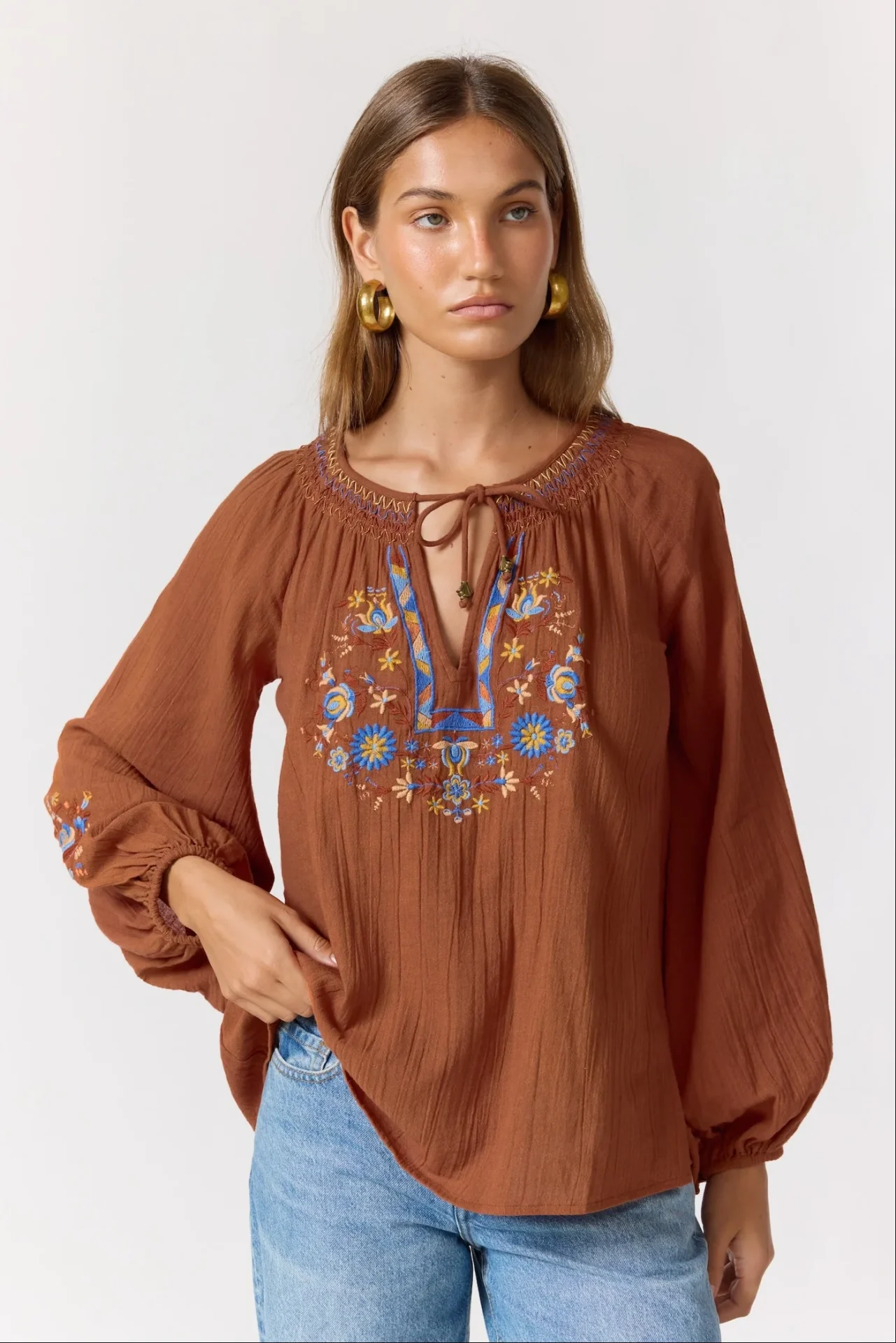 NINE LIVES BAZAAR Lane Blouse - Espresso