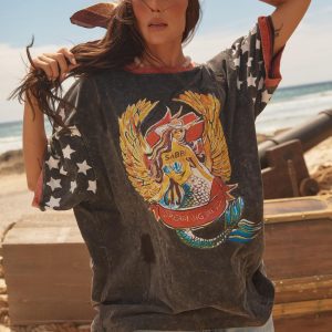 SABBI THE VERY OVERSIZED VINTAGE DREAM BIG BRENDA TEE- BLACK