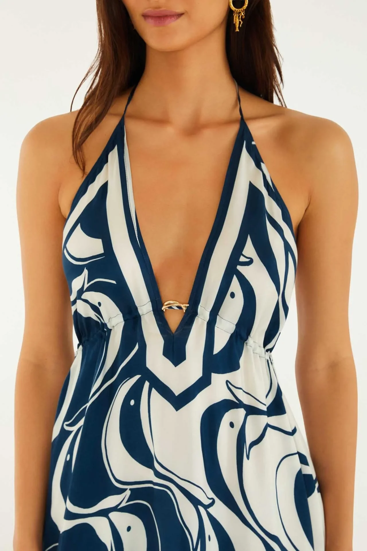 FARM RIO blue plunging neck maxi dress - Image 2