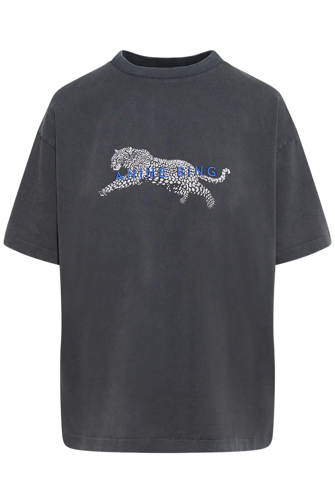 ANINE BING  Cade Tee Leopard | Washed Black