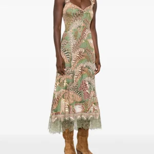 FARM Rio foliage-print ruffled midi dress