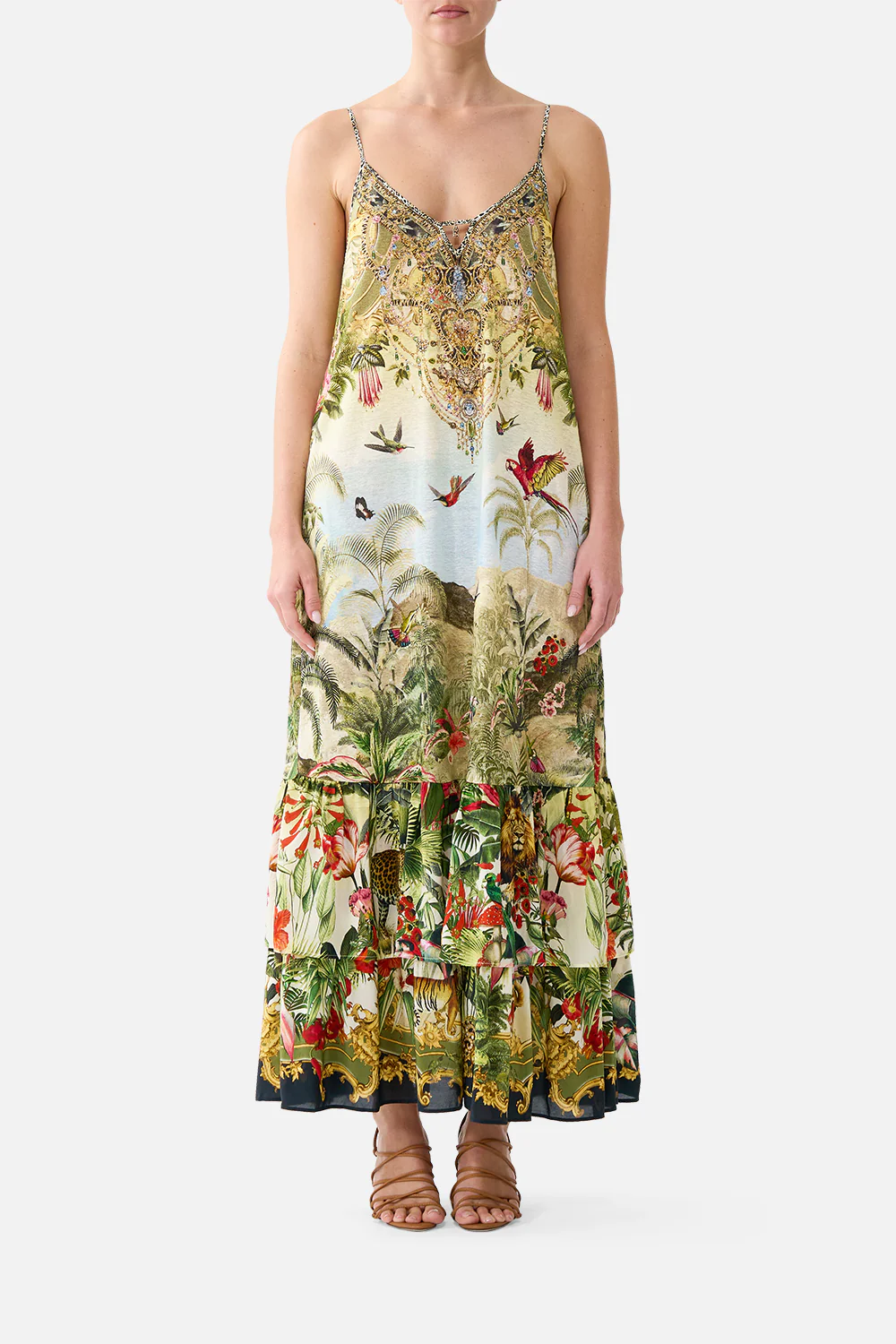 CAMILLA strappy maxi dress with tiers Wanderlust empire