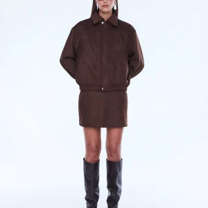 ENA PELLY ANNIE FAUX SUEDE BOMBER BROWN