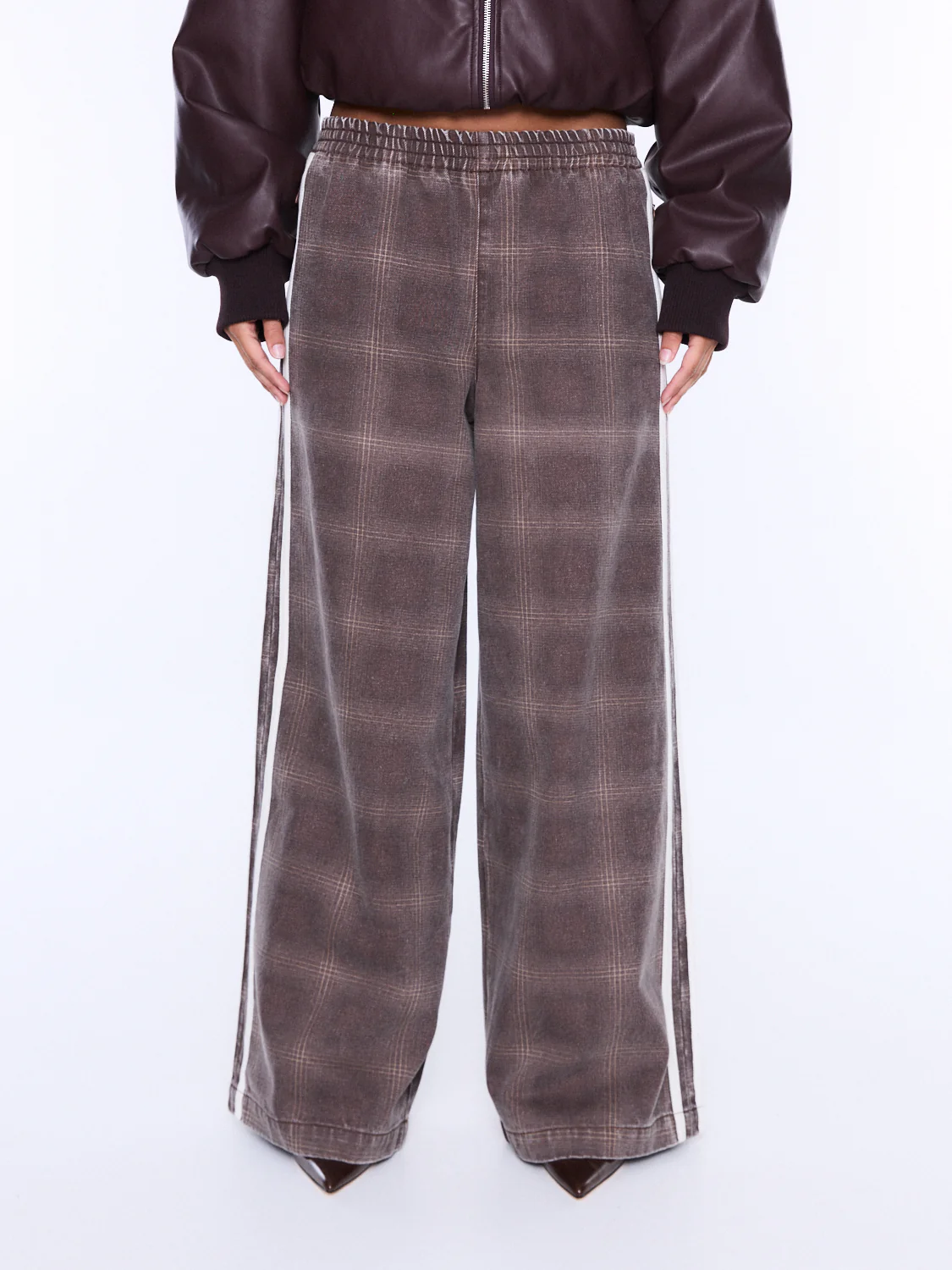 ENA PELLY MYLA WIDE LEG PANT BURGUNDY CHECK