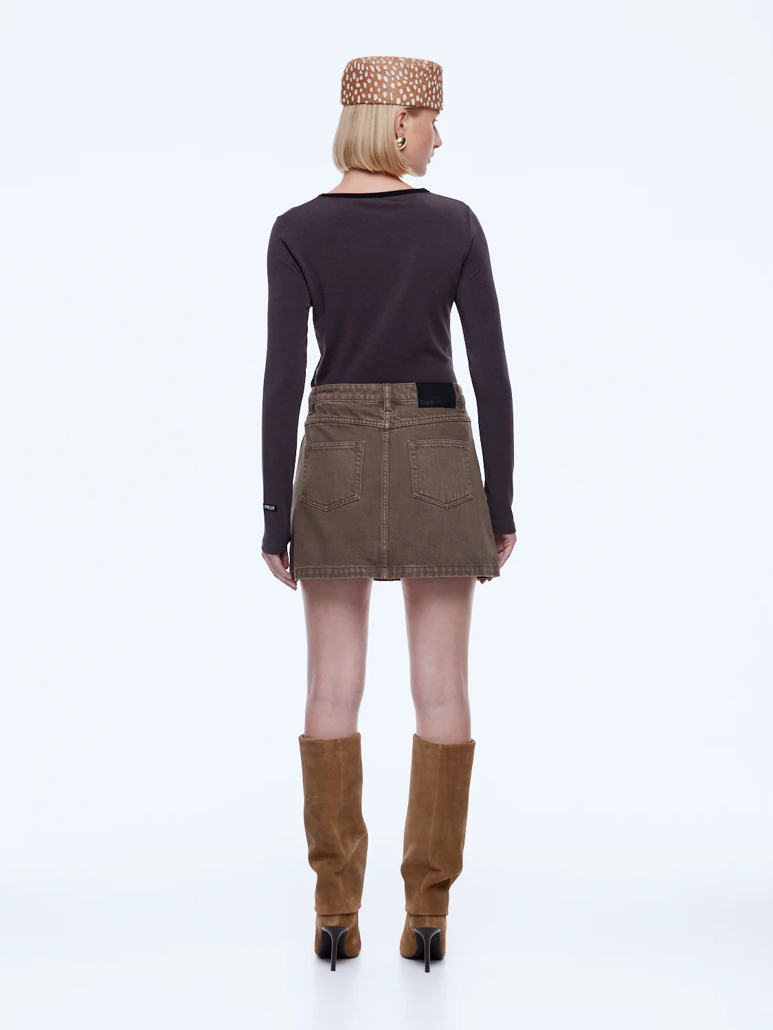 ENA PELLY STELLA DENIM MINI SKIRT MUSHROOM - Image 2