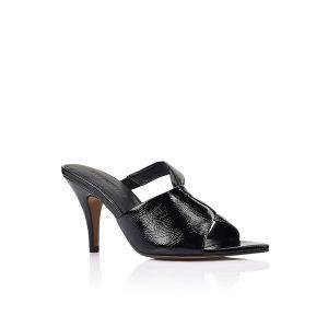 LANA WILKINSON Kelis Sandal Black Crinkle Leather