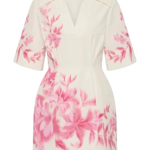 ANTIPODEAN GLASSHOUSE COLLARED LANTERN DRESS  FUCHSIA
