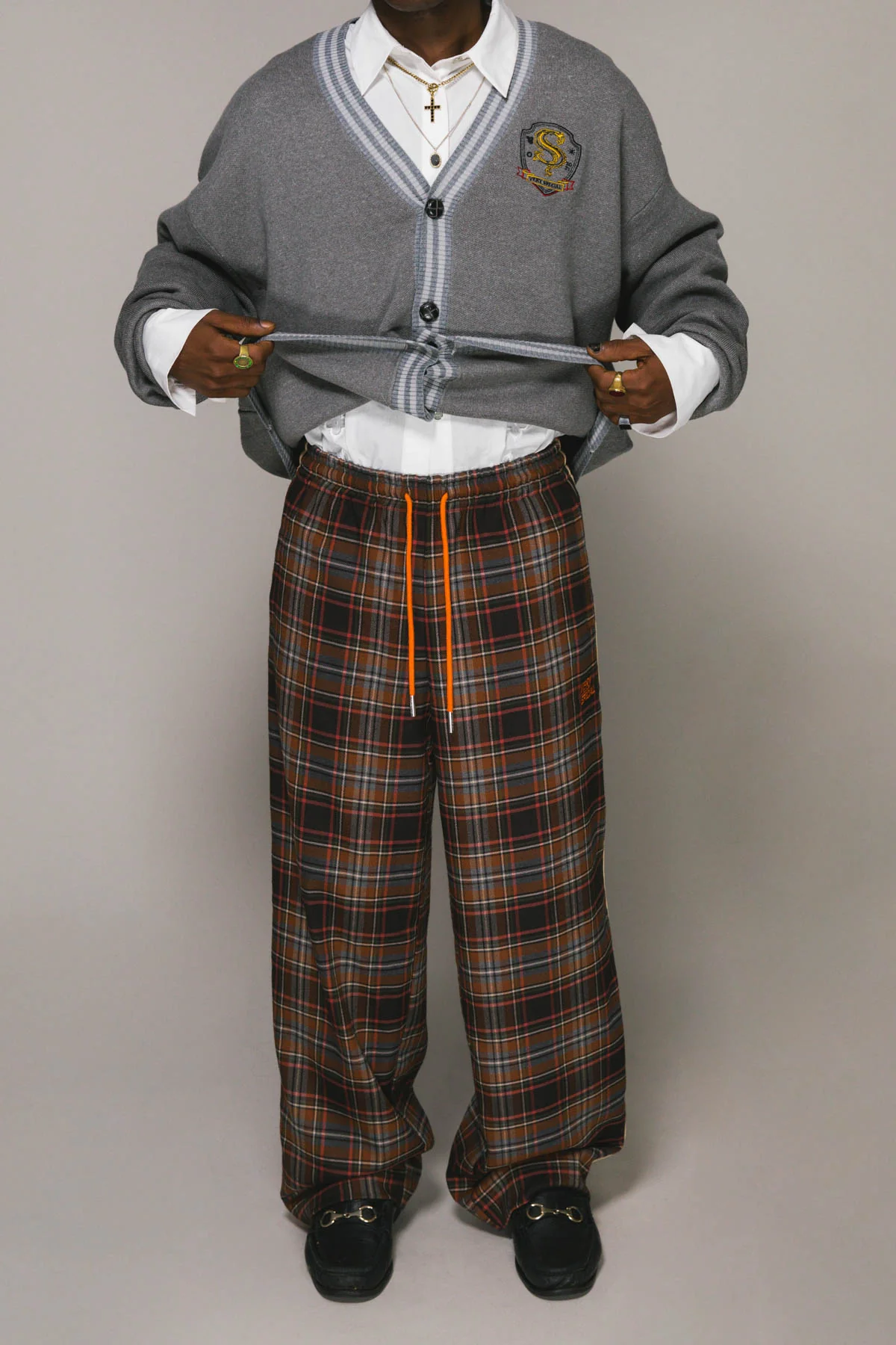 SOMETHING VERY SPECIAL Brown Plaid Check Baggy Vacay Pants