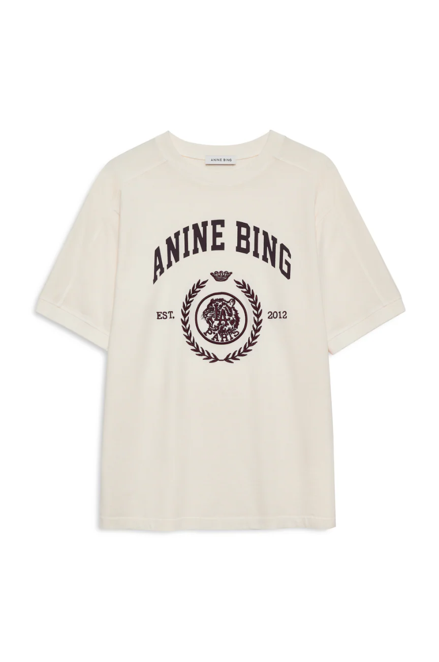 ANINE BING Anine Bing Jaylin Tee Collegiate | Cream