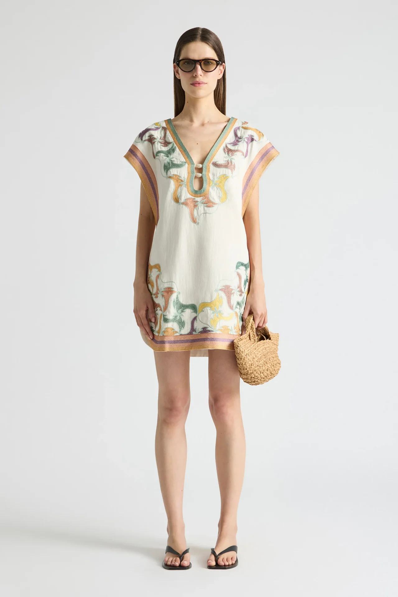 ANTIPODEAN FRAMED CAP SLEEVE SHIFT DRESS WITH KEYHOLE KALEIDOSCOPE - Image 3