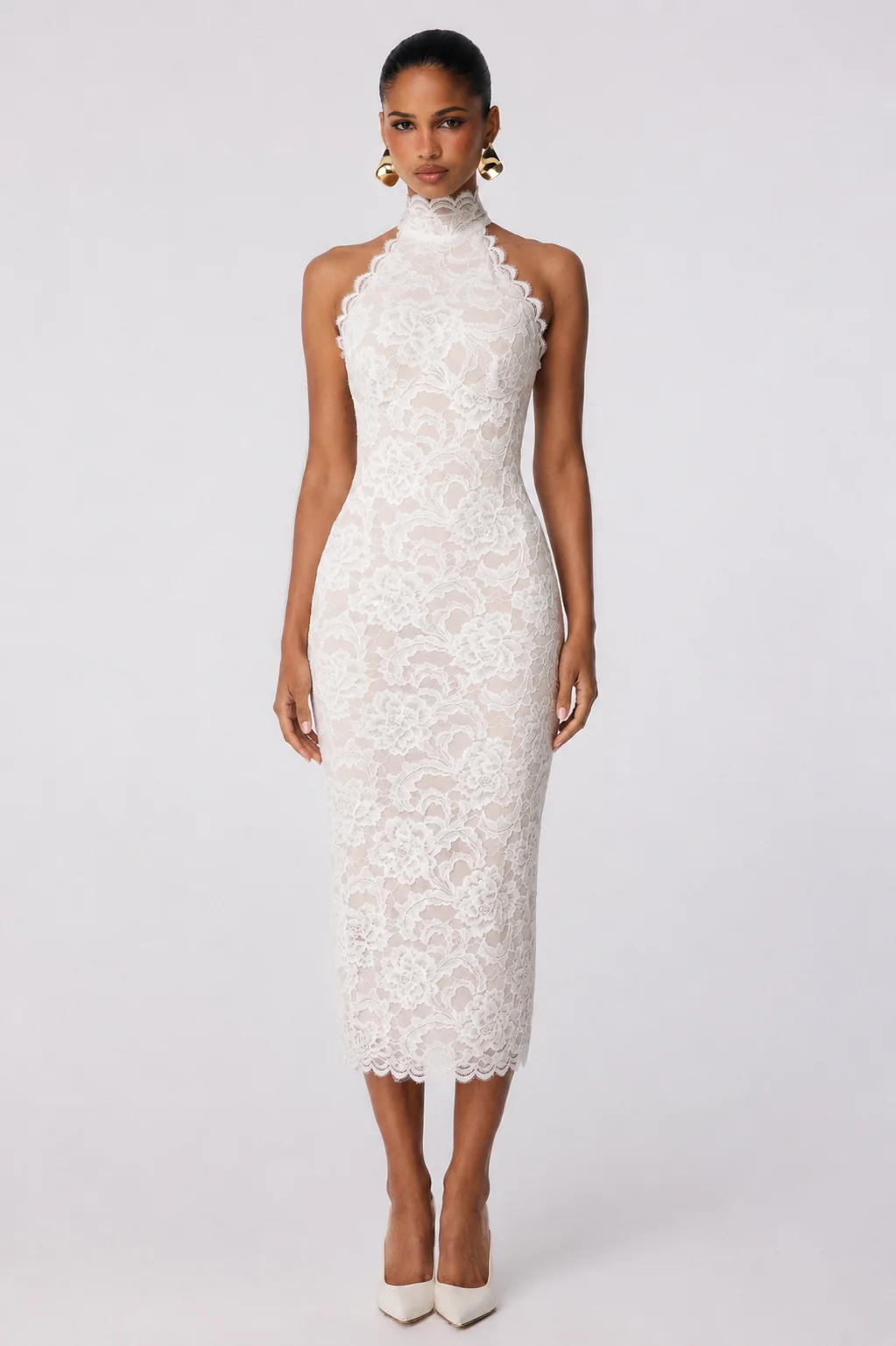 NOOKIE Alessia High Neck Midi IVORY