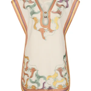 ANTIPODEAN FRAMED CAP SLEEVE SHIFT DRESS WITH KEYHOLE KALEIDOSCOPE
