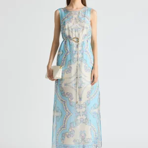 ANTIPODEAN VENTURA BELTED MAXI DRESS  SAPPHIRE