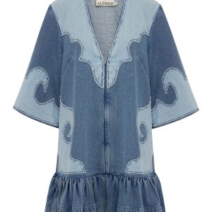 ALEMAIS jesse denim applique mini dress