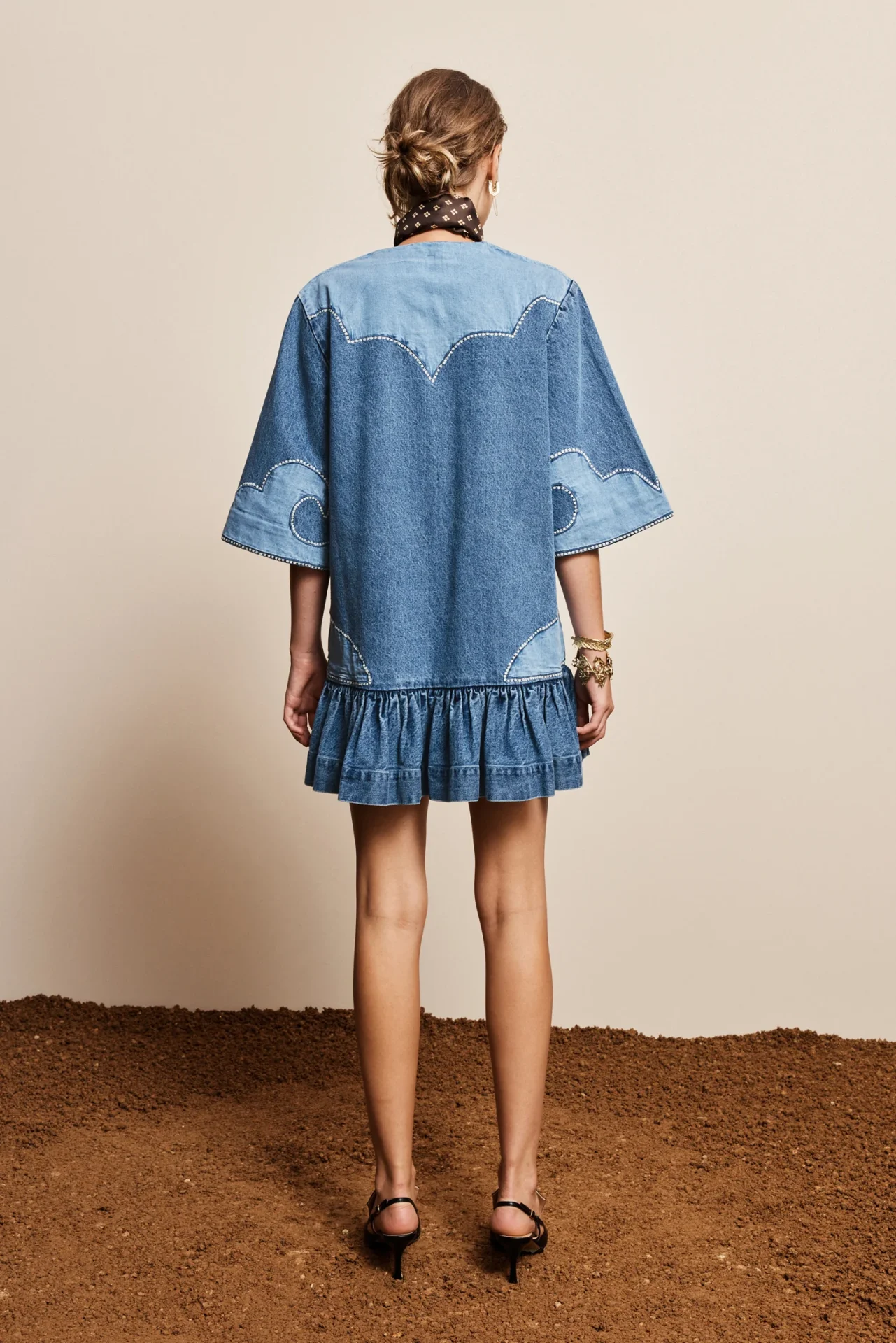 ALEMAIS jesse denim applique mini dress - Image 2