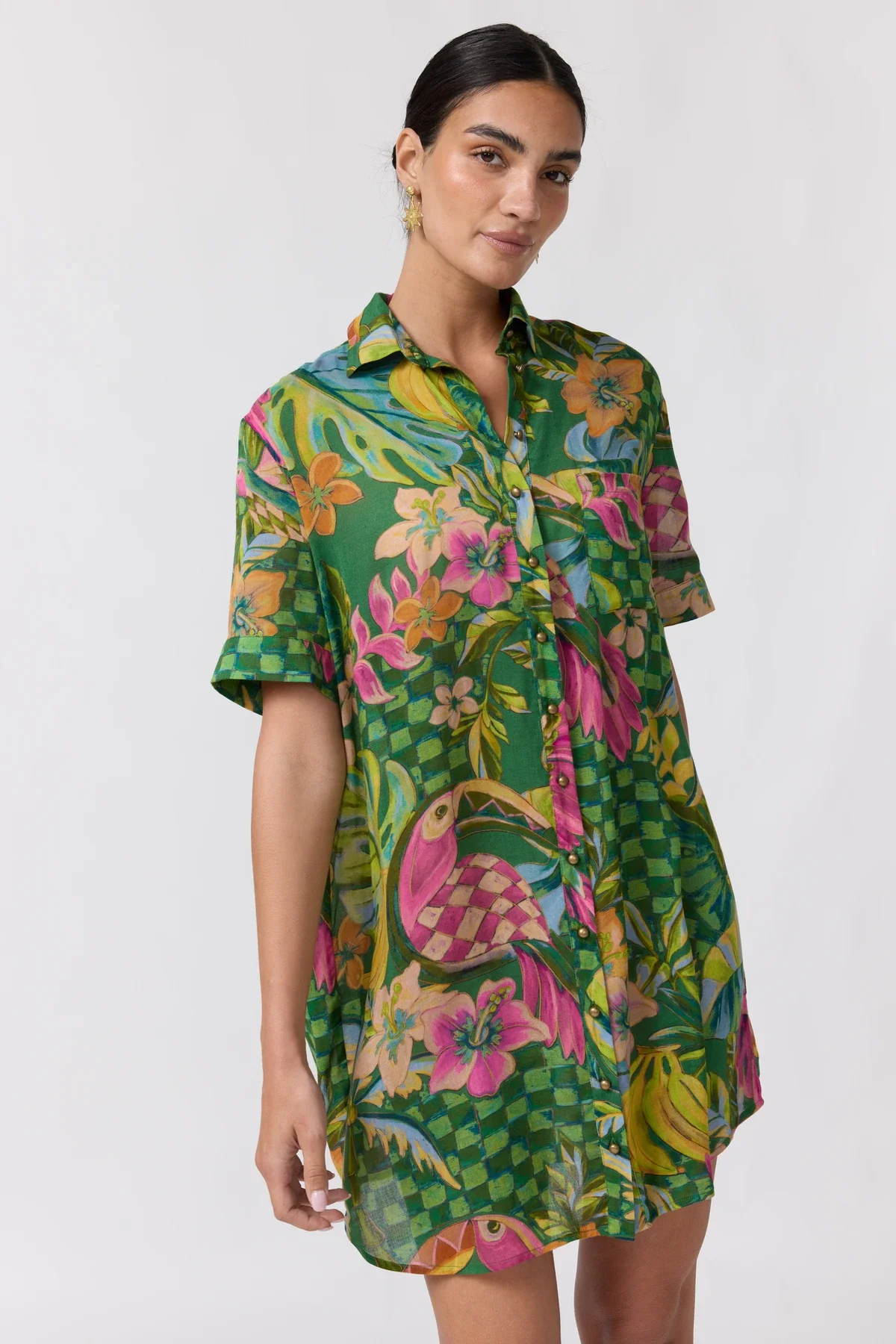 NINE LIVES BAZAAR SAMI SHIRT DRESS - JUNGLE - Image 3