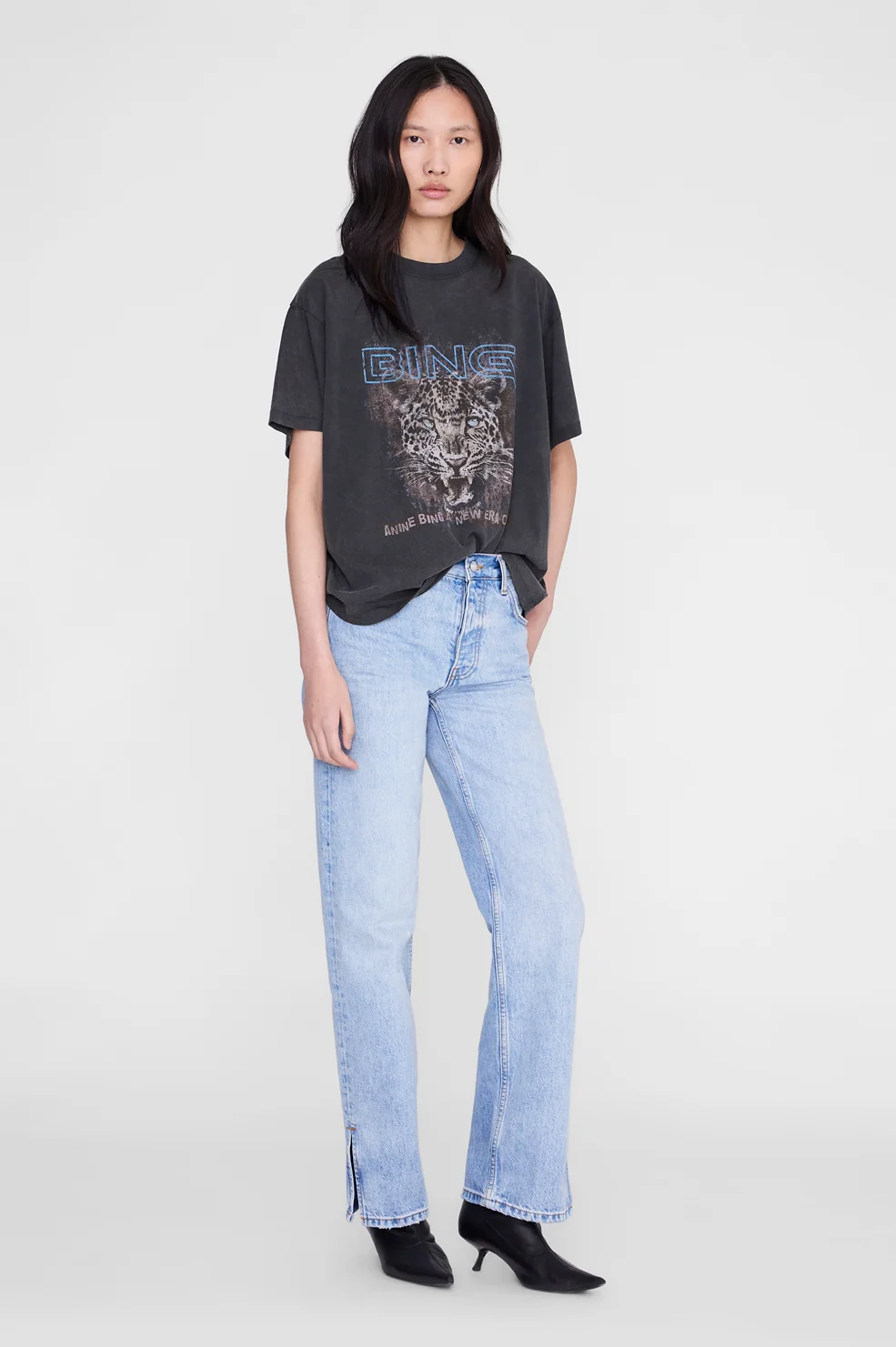 ANINE BING Cade Tee Leo Muse Washed Black - Image 2