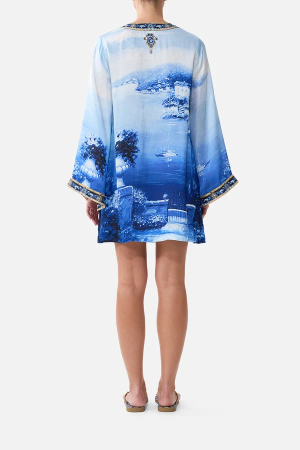 CAMILLA Deep V Neck Hardware Short Kaftan Sweet Sacre Bleu - Image 2