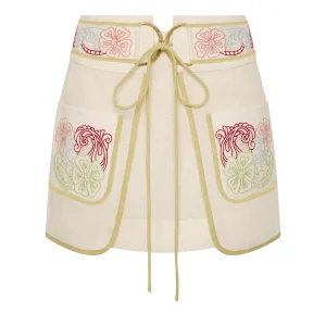 ANTIPODEAN BAYSIDE PANELLED MINI SKIRT COCONUT